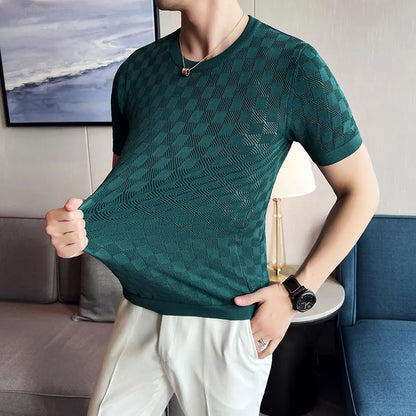 CHEQUER JACQUARD TEE