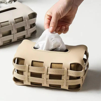 INTERWOVEN LEATHER TISSUE BOX