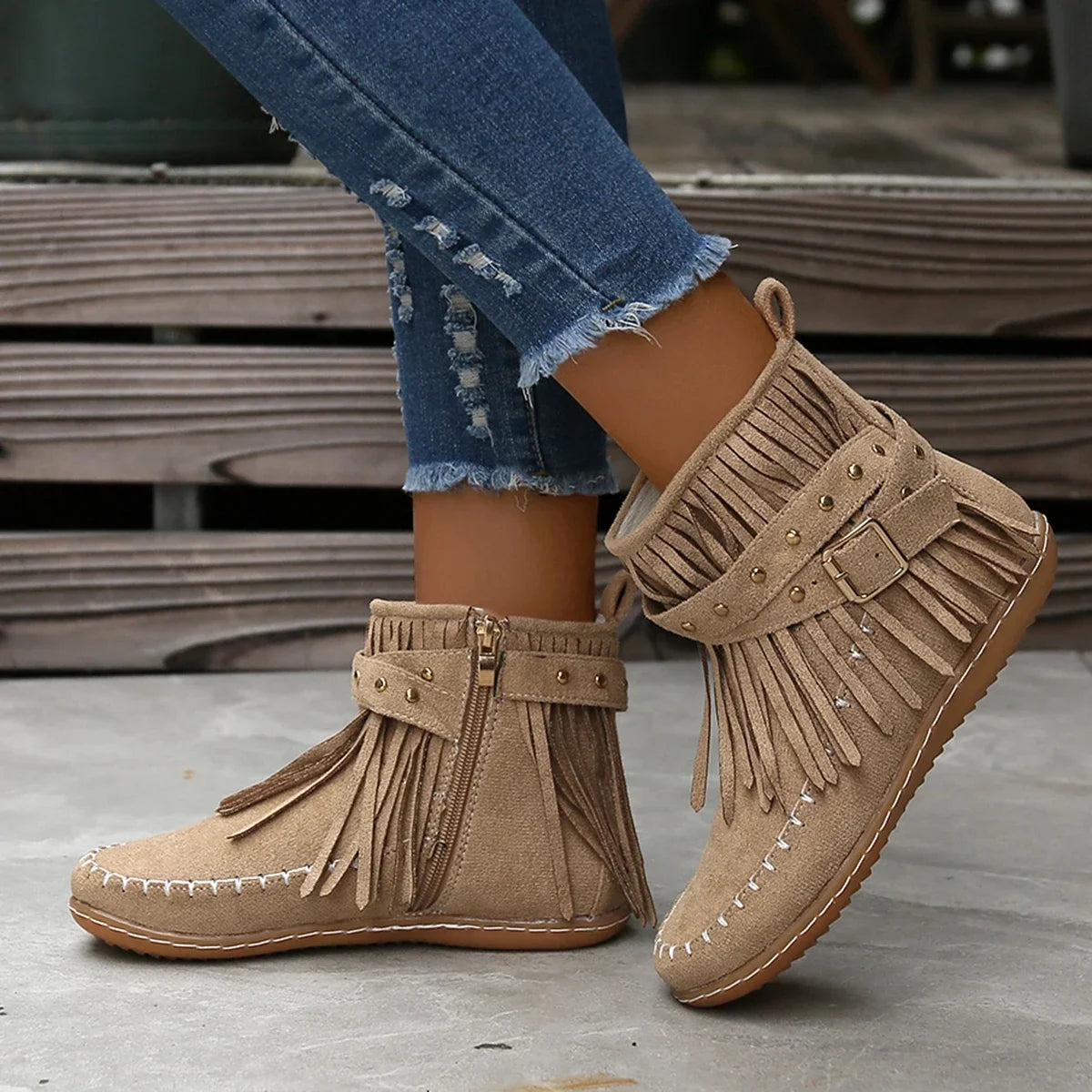 TOSCANA SUEDE TASSEL ZIP-UPS