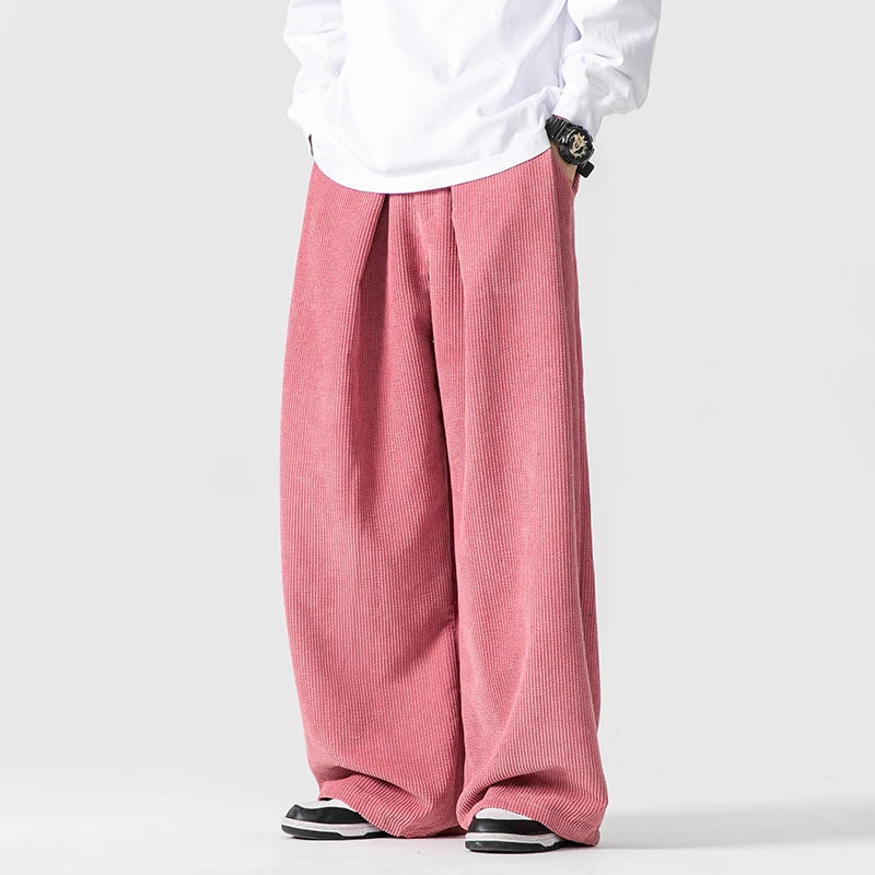 HOKUTO WIDE-LEG CORDUROY SWEATPANTS