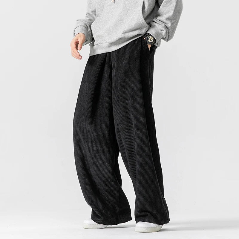 HOKUTO WIDE-LEG CORDUROY SWEATPANTS