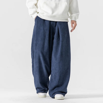 HOKUTO WIDE-LEG CORDUROY SWEATPANTS