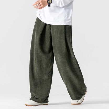 HOKUTO WIDE-LEG CORDUROY SWEATPANTS