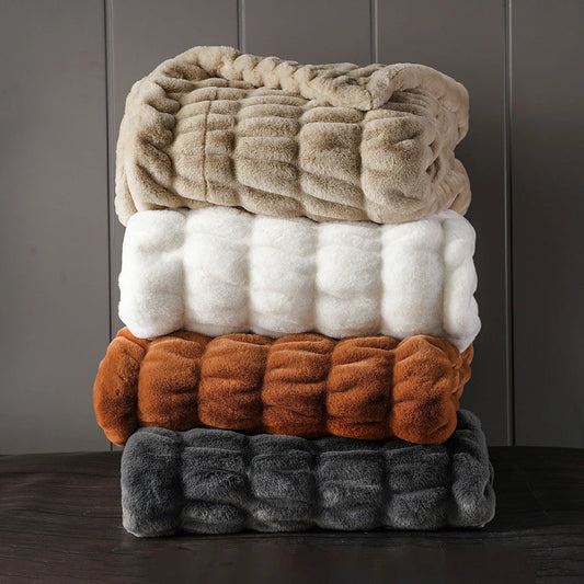 CHÂTEAU RABBIT FUR THROW BLANKET